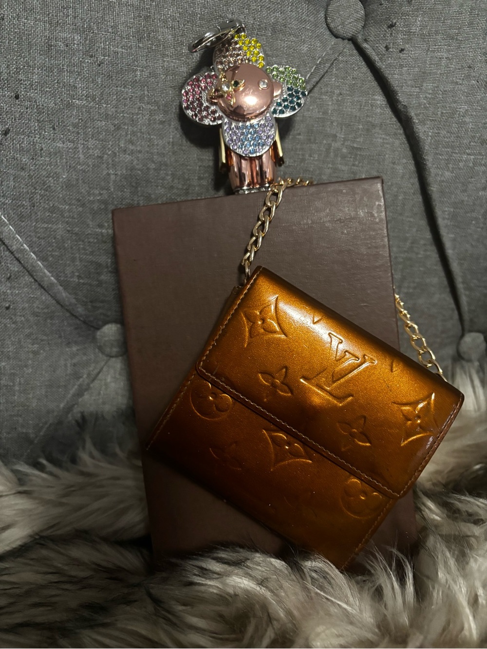 Louis Vuitton Vernis Compact Wallet in Amber Brown